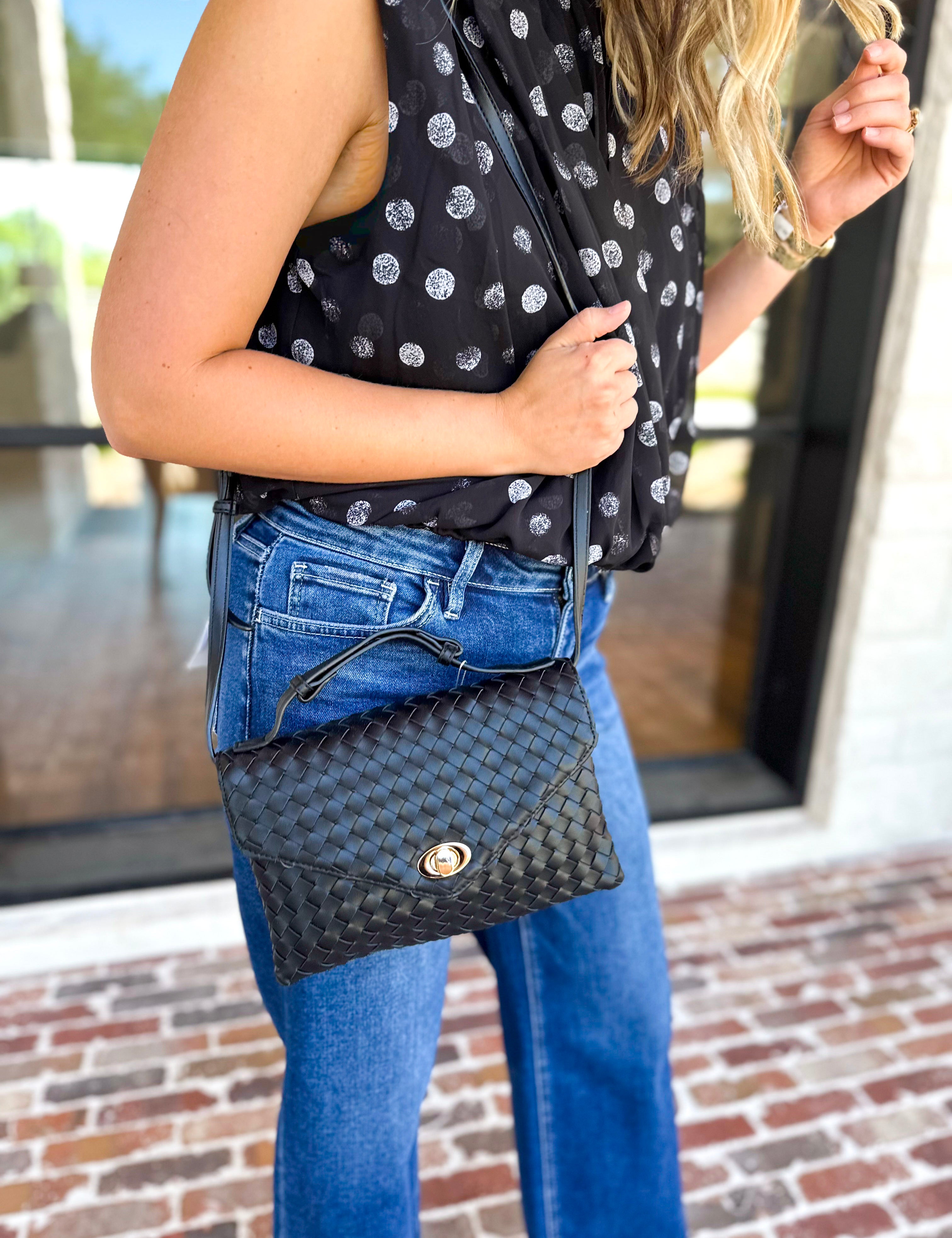 Harper Woven Crossbody Bag - Black-130 ACCESSORIES-Moda Luxe-July & June Women's Fashion Boutique Located in San Antonio, Texas