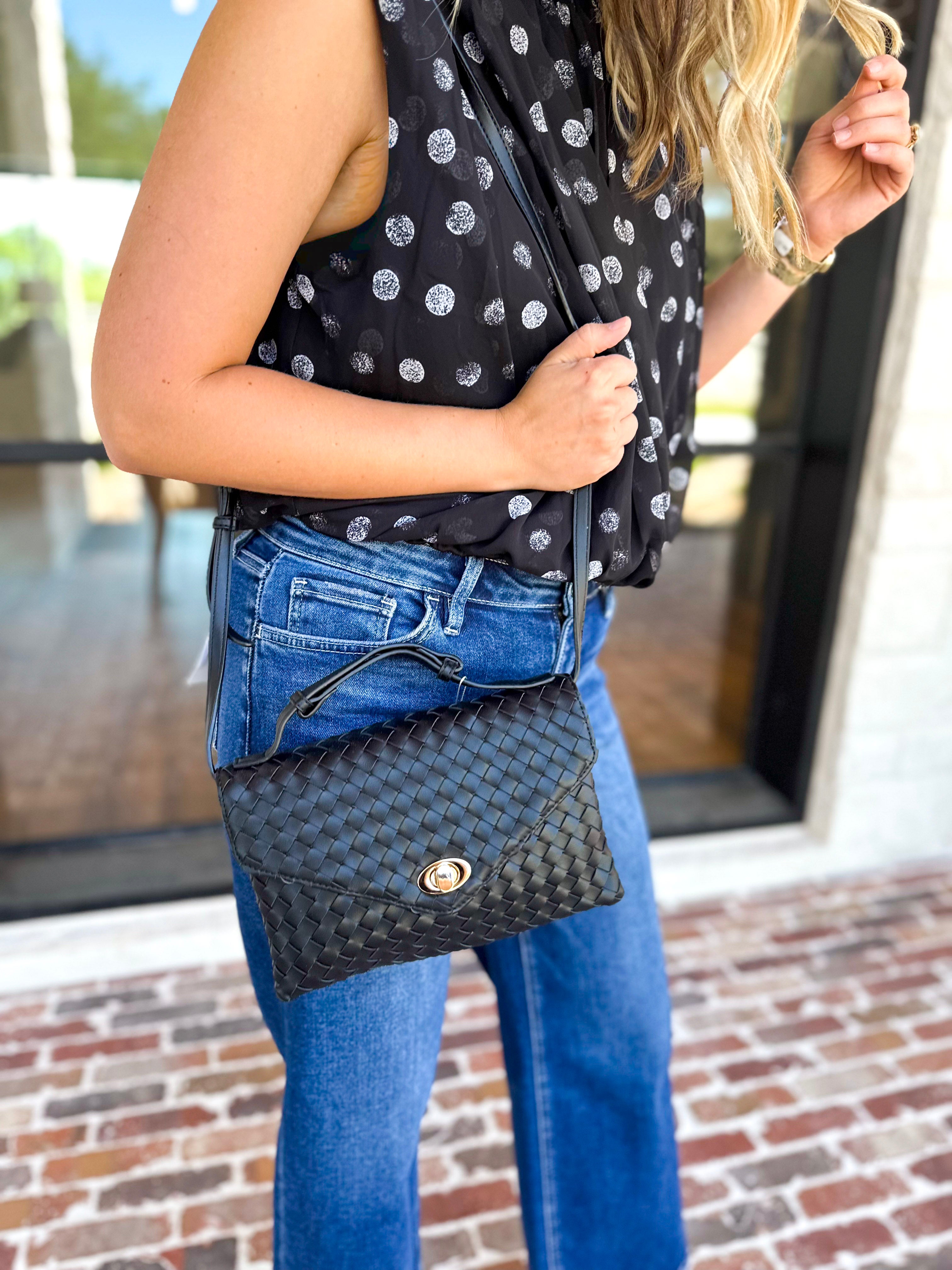 Harper Woven Crossbody Bag - Black-130 ACCESSORIES-Moda Luxe-July & June Women's Fashion Boutique Located in San Antonio, Texas