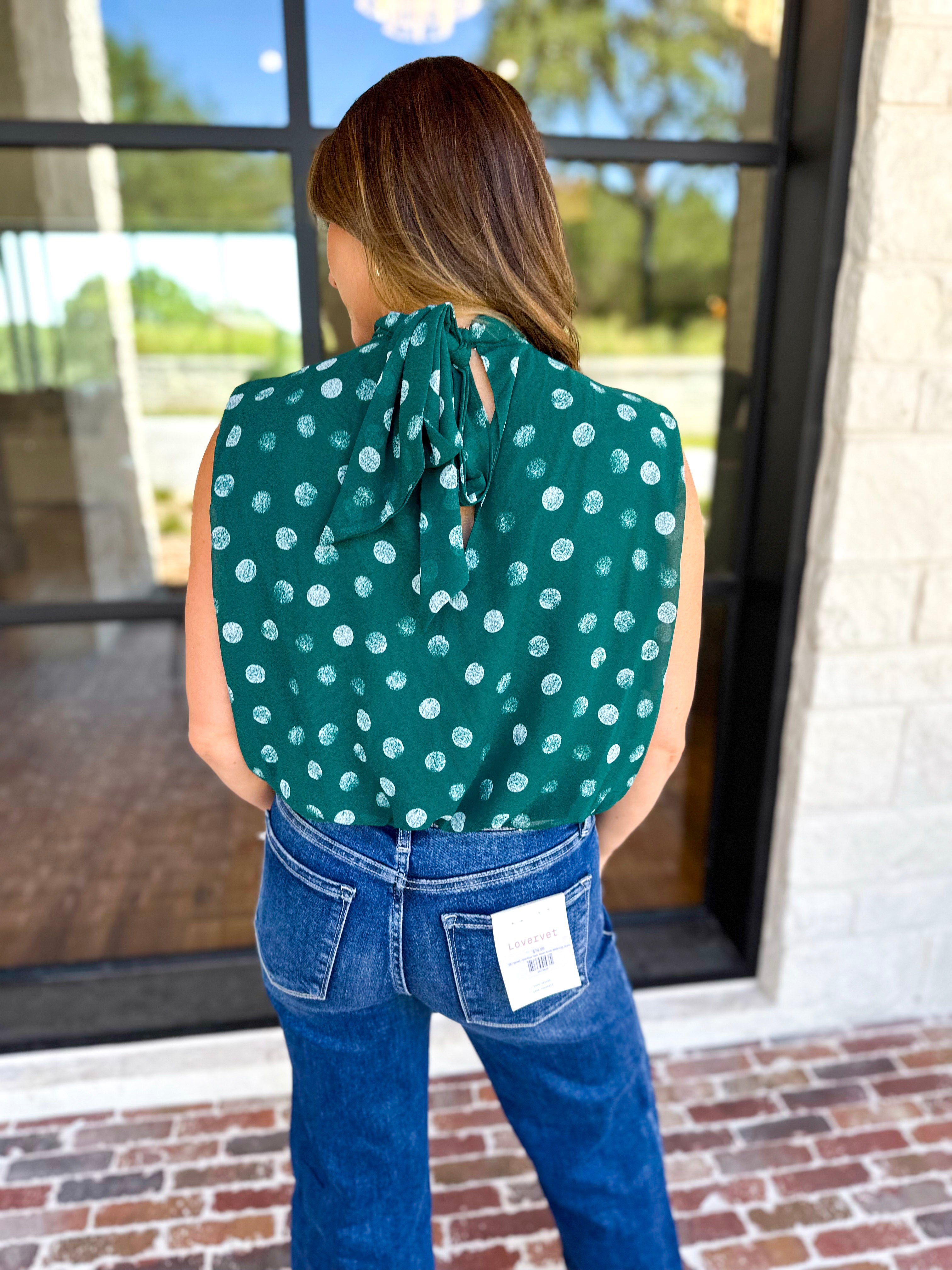 Date Night Polka Dot Top - Green-200 Fashion Blouses-ENTRO-July & June Women's Fashion Boutique Located in San Antonio, Texas