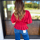 Elevated Chic Top - Merlot-200 Fashion Blouses-ENTRO-July & June Women's Fashion Boutique Located in San Antonio, Texas