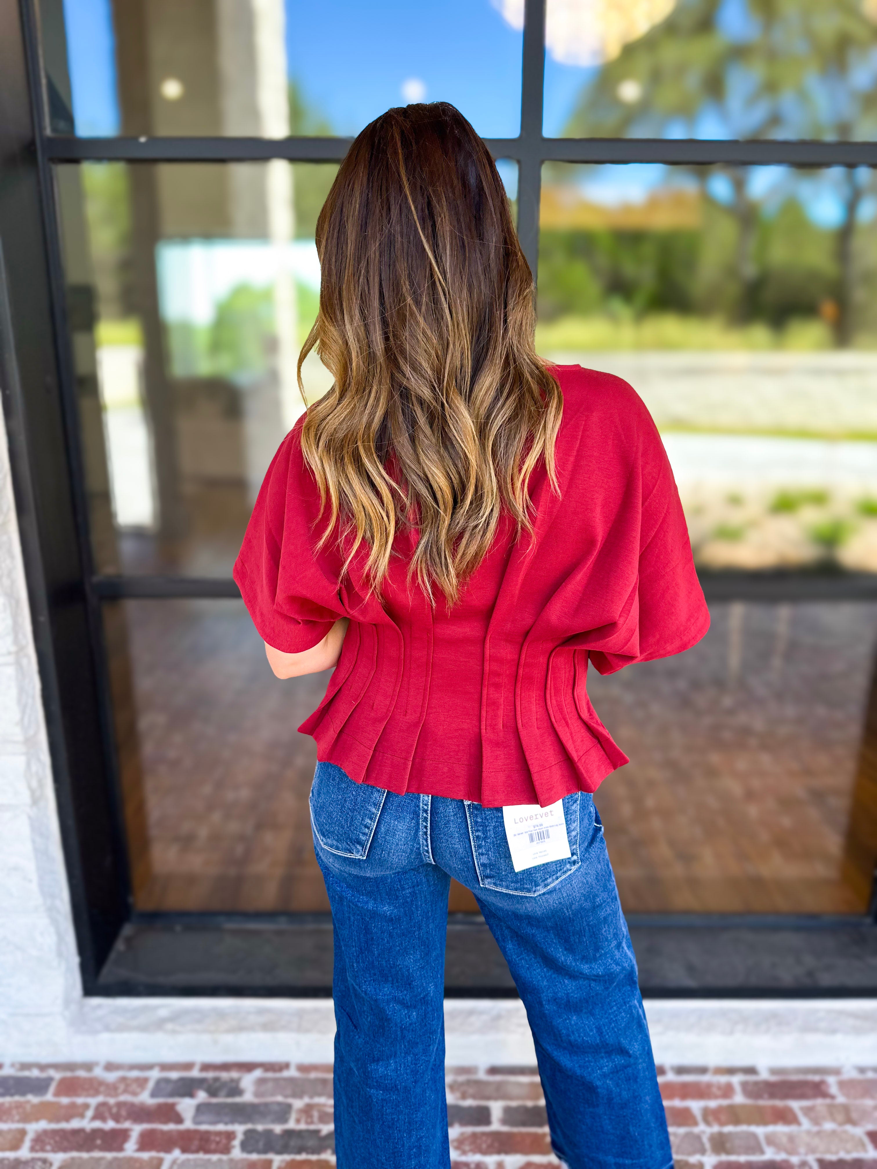 Elevated Chic Top - Merlot-200 Fashion Blouses-ENTRO-July & June Women's Fashion Boutique Located in San Antonio, Texas