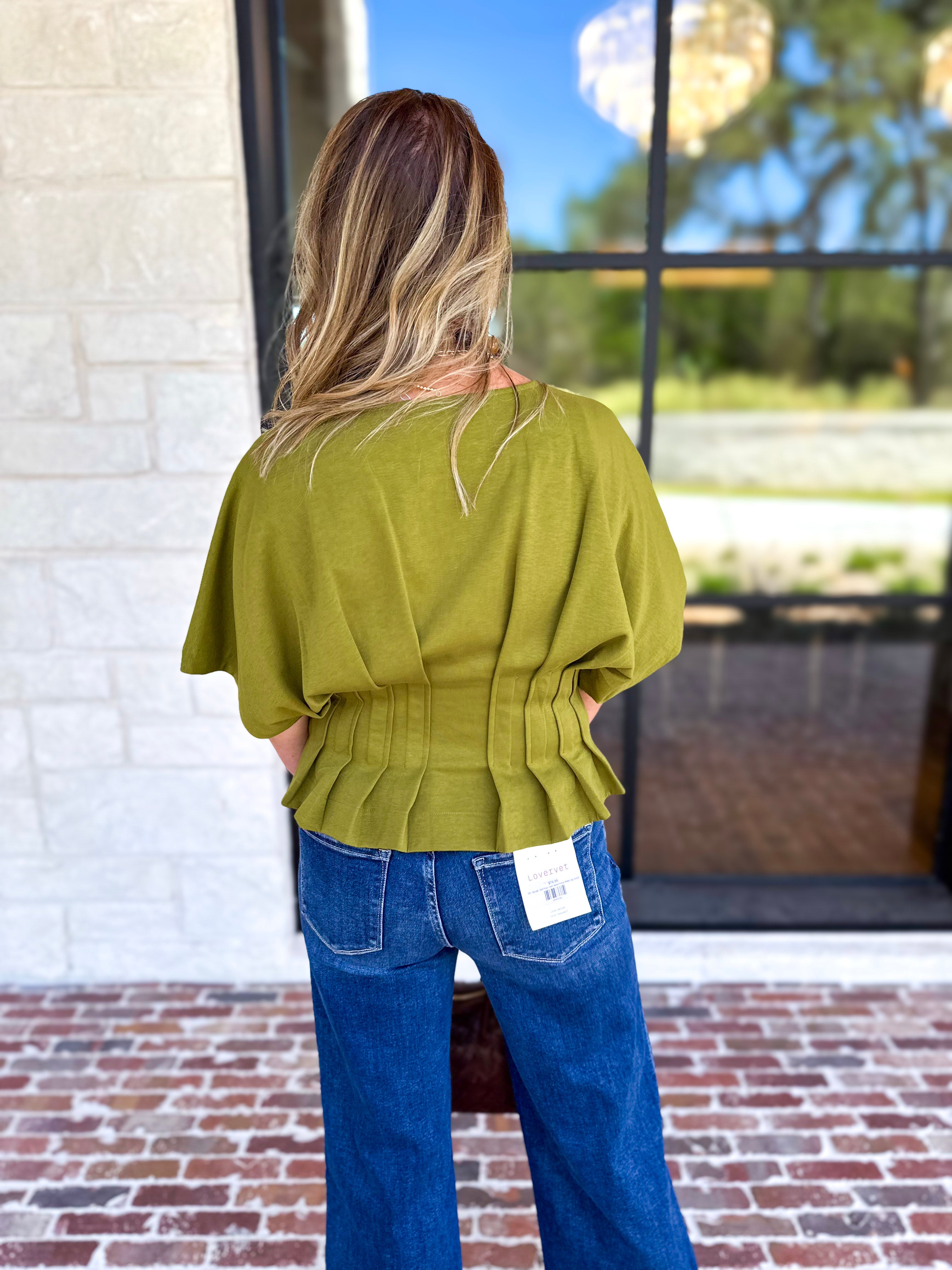 Elevated Chic Top - Martini Olive-200 Fashion Blouses-ENTRO-July & June Women's Fashion Boutique Located in San Antonio, Texas