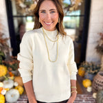 The Daily Mock Neck Sweater - Vanilla Cream-230 Sweaters/Cardis-SKIES ARE BLUE-July & June Women's Fashion Boutique Located in San Antonio, Texas