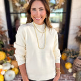 The Daily Mock Neck Sweater - Vanilla Cream-230 Sweaters/Cardis-SKIES ARE BLUE-July & June Women's Fashion Boutique Located in San Antonio, Texas