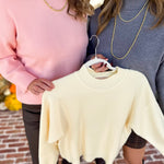 The Daily Mock Neck Sweater - Soft Pink-230 Sweaters/Cardis-SKIES ARE BLUE-July & June Women's Fashion Boutique Located in San Antonio, Texas