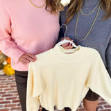 The Daily Mock Neck Sweater - Soft Pink-230 Sweaters/Cardis-SKIES ARE BLUE-July & June Women's Fashion Boutique Located in San Antonio, Texas