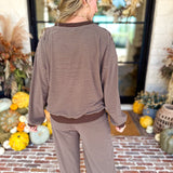 Cozy Time Lounge Set - Chocolate Cream-300 Athleisure/Lounge-POLOGRAM-July & June Women's Fashion Boutique Located in San Antonio, Texas