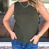 Liverpool - Classic Boatneck Knit Tank - Hunter Green-210 Casual Blouses-LIVERPOOL JEANS COMPANY-July & June Women's Fashion Boutique Located in San Antonio, Texas