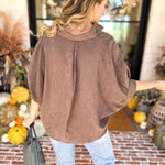 Heathered Brown Oversized Blouse-200 Fashion Blouses-ENTRO-July & June Women's Fashion Boutique Located in San Antonio, Texas