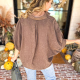 Heathered Brown Oversized Blouse-200 Fashion Blouses-ENTRO-July & June Women's Fashion Boutique Located in San Antonio, Texas