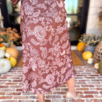 Current Air - Satin Blushing Florals Midi Skirt-410 Shorts/Skirts-CURRENT AIR CLOTHING-July & June Women's Fashion Boutique Located in San Antonio, Texas