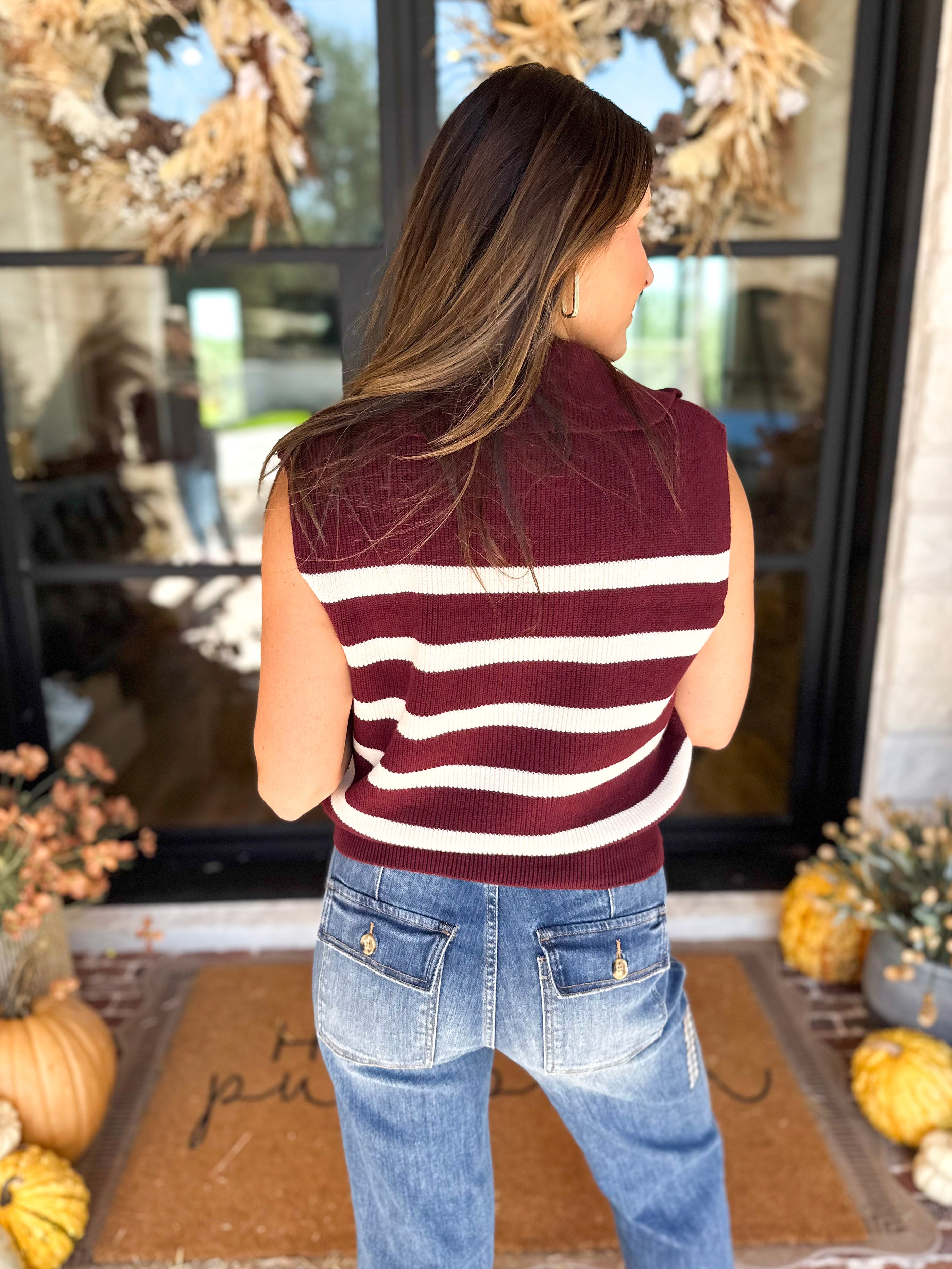 PINK FRIDAY DOORBUSTERS - Half Zip Sweater - Maroon - ONLINE - FINAL SALE-PINK FRIDAY DOORBUSTERS-DOUBLE ZERO-July & June Women's Fashion Boutique Located in San Antonio, Texas