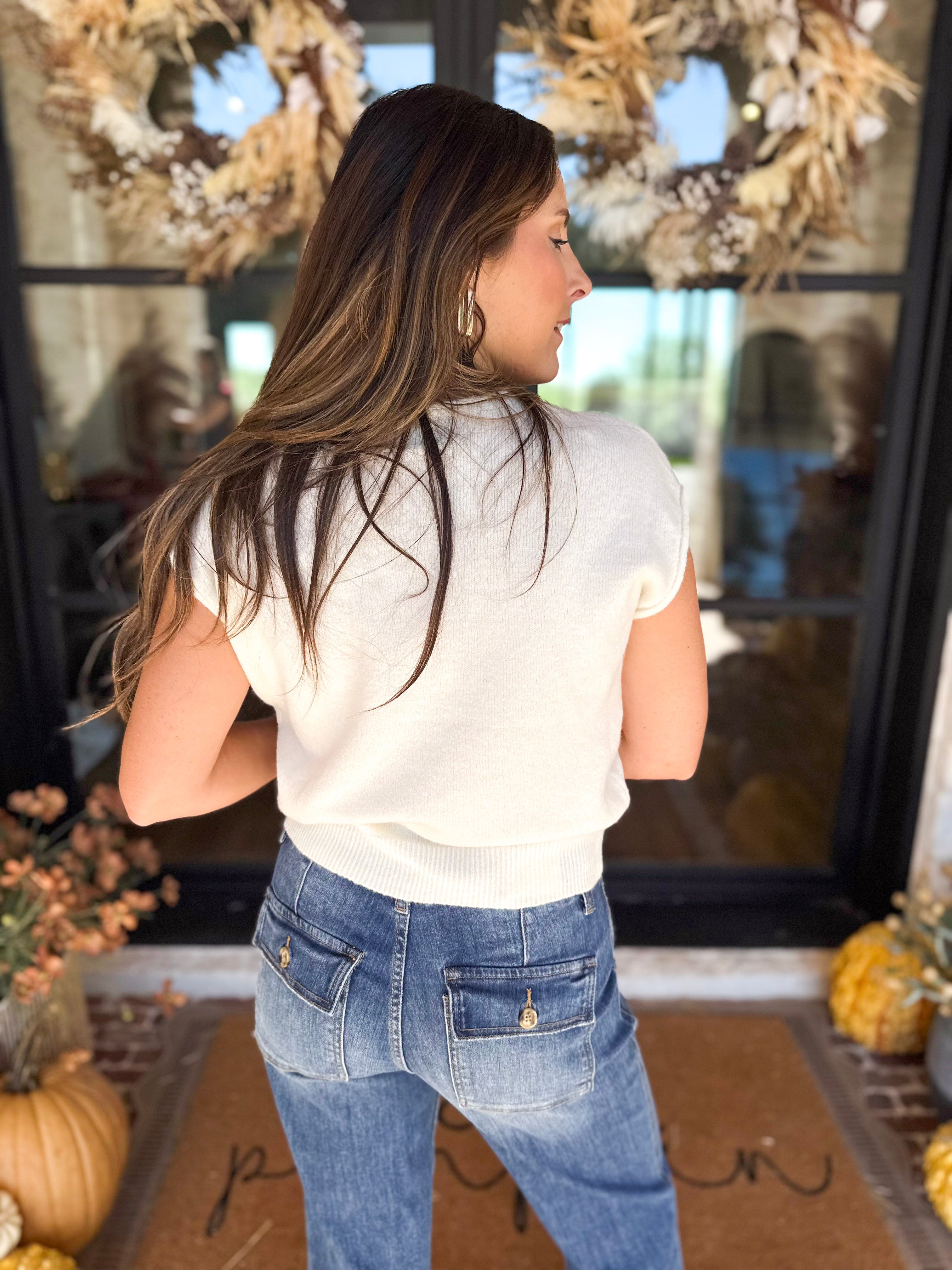 PINK FRIDAY DOORBUSTERS - Short Sleeve Cardigan - Ivory - ONLINE - FINAL SALE-PINK FRIDAY DOORBUSTERS-BLU PEPPER-July & June Women's Fashion Boutique Located in San Antonio, Texas