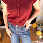 PINK FRIDAY DOORBUSTERS - Short Sleeve Cardigan - Maroon - ONLINE - FINAL SALE-PINK FRIDAY DOORBUSTERS-BLU PEPPER-July & June Women's Fashion Boutique Located in San Antonio, Texas
