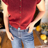 PINK FRIDAY DOORBUSTERS - Short Sleeve Cardigan - Maroon - ONLINE - FINAL SALE-PINK FRIDAY DOORBUSTERS-BLU PEPPER-July & June Women's Fashion Boutique Located in San Antonio, Texas