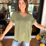 PINK FRIDAY DOORBUSTERS - Ribbed Top - Olive - ONLINE - FINAL SALE-PINK FRIDAY DOORBUSTERS-ENTRO-July & June Women's Fashion Boutique Located in San Antonio, Texas
