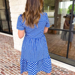 Mary Square - Jema Gingham Navy Mix Midi Dress-500 Midi-MARY SQUARE-July & June Women's Fashion Boutique Located in San Antonio, Texas