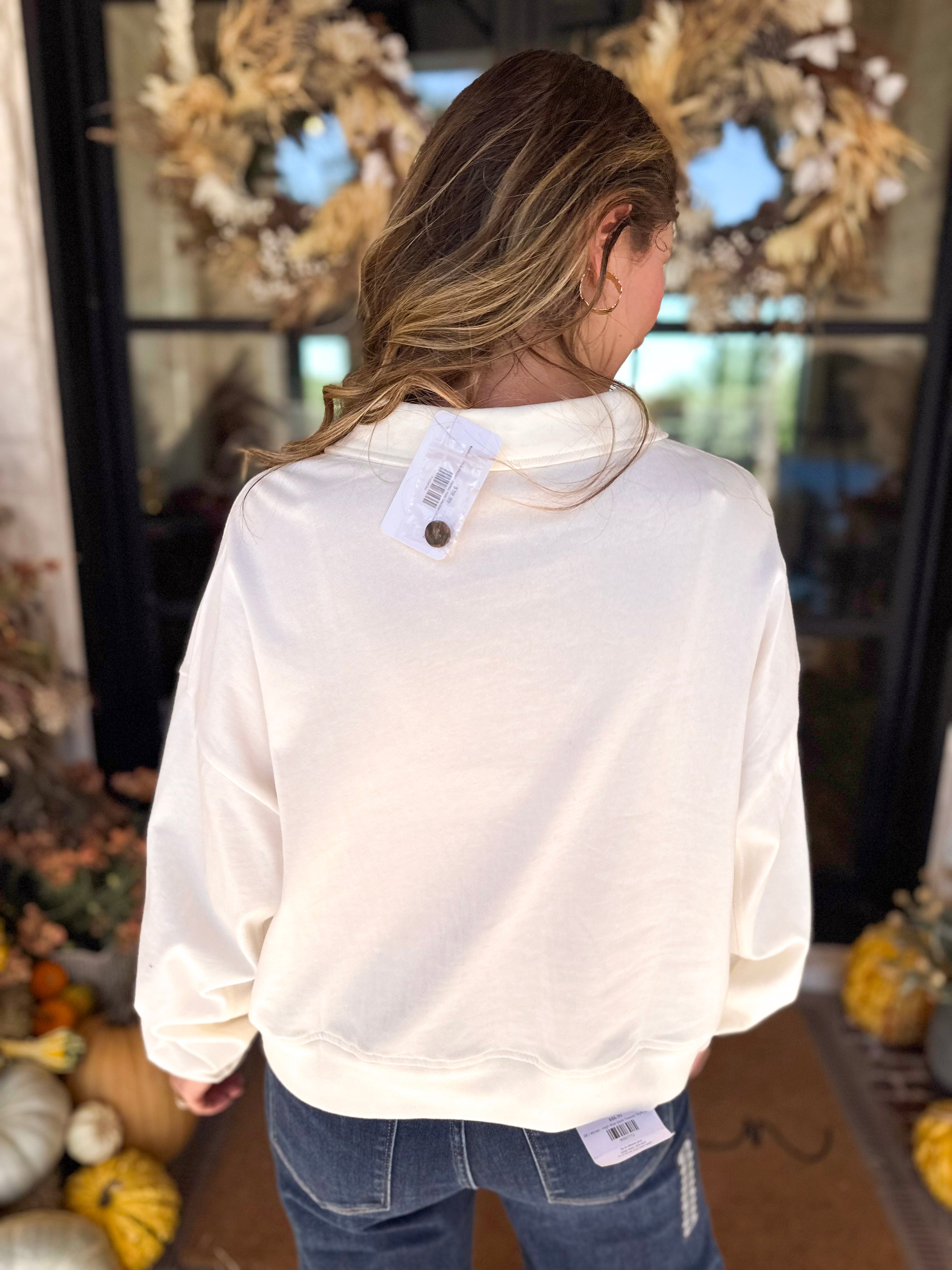 PINK FRIDAY DOORBUSTERS - Henley Polo Top - Cream - ONLINE - FINAL SALE-PINK FRIDAY DOORBUSTERS-DOUBLE ZERO-July & June Women's Fashion Boutique Located in San Antonio, Texas