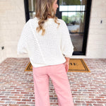 Asymmetrical Knit Sweater Top - Off White-230 Sweaters/Cardis-RAE MODE-July & June Women's Fashion Boutique Located in San Antonio, Texas