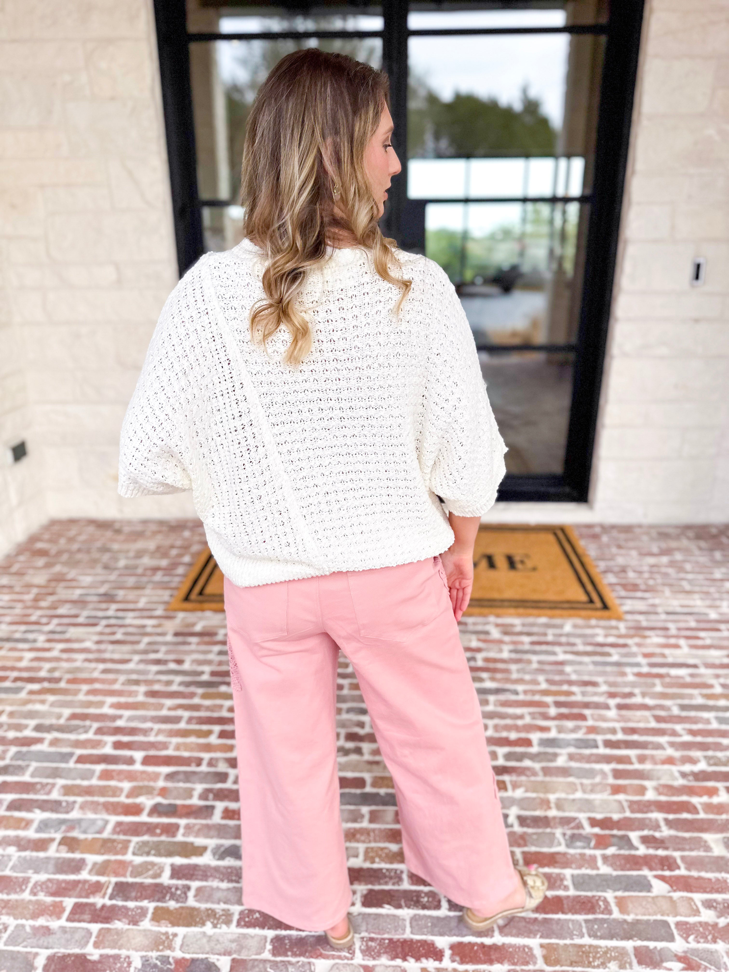 Asymmetrical Knit Sweater Top - Off White-230 Sweaters/Cardis-RAE MODE-July & June Women's Fashion Boutique Located in San Antonio, Texas