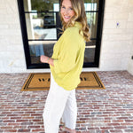 Gauze Button Down Blouse - Chartreuse-200 Fashion Blouses-IN FEBRUARY-July & June Women's Fashion Boutique Located in San Antonio, Texas