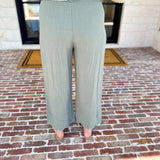 Linen Scalloped Pants - Sage-400 Pants-ALLIE ROSE-July & June Women's Fashion Boutique Located in San Antonio, Texas