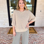 Asymmetrical Knit Sweater Top - Taupe-230 Sweaters/Cardis-RAE MODE-July & June Women's Fashion Boutique Located in San Antonio, Texas