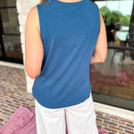 LIVERPOOL - French Blue Scoop Tank-210 Casual Blouses-LIVERPOOL JEANS COMPANY-July & June Women's Fashion Boutique Located in San Antonio, Texas