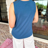 LIVERPOOL - French Blue Scoop Tank-210 Casual Blouses-LIVERPOOL JEANS COMPANY-July & June Women's Fashion Boutique Located in San Antonio, Texas