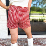 The Sutton Checkered Shorts - Rust-410 Shorts/Skirts-ENTRO-July & June Women's Fashion Boutique Located in San Antonio, Texas
