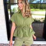 The Sutton Checkered Shorts - Olive-410 Shorts/Skirts-ENTRO-July & June Women's Fashion Boutique Located in San Antonio, Texas