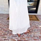 White Eyelet Midi Skirt-410 Shorts/Skirts-ENTRO-July & June Women's Fashion Boutique Located in San Antonio, Texas