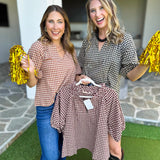 August Gingham Blouse - Black-200 Fashion Blouses-OLIVACEOUS-July & June Women's Fashion Boutique Located in San Antonio, Texas