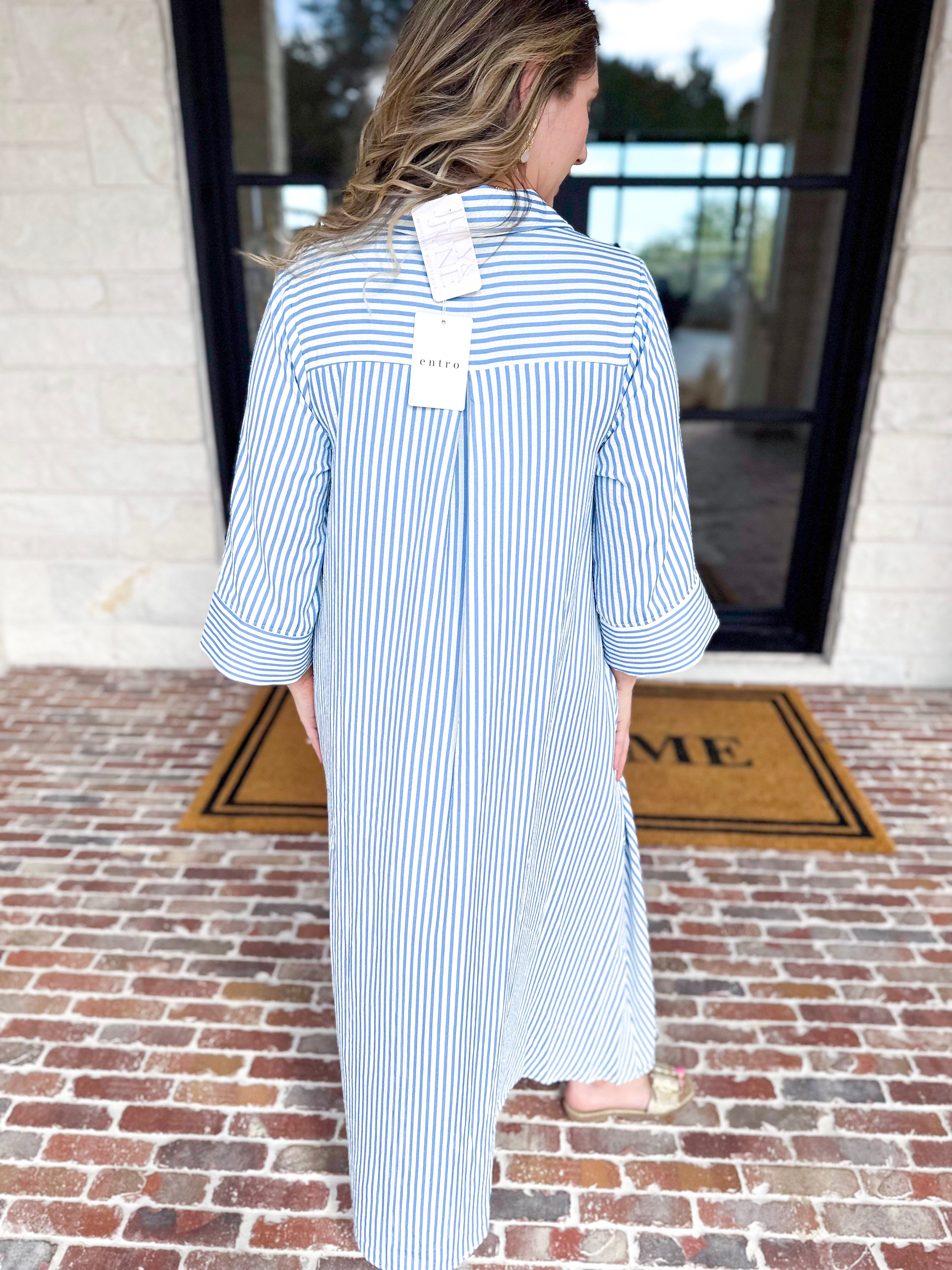 The Sunday Stroll Midi Dress - Blue-500 Midi-ENTRO-July & June Women's Fashion Boutique Located in San Antonio, Texas