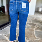 Vervet - High Rise Cropped Dark Wash Straight Leg Jeans-420 Denim-VEVERT BY FLYING MONKEY-July & June Women's Fashion Boutique Located in San Antonio, Texas