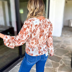 Verona Floral Blouse-200 Fashion Blouses-OLIVACEOUS-July & June Women's Fashion Boutique Located in San Antonio, Texas