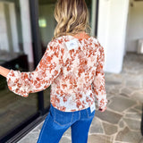 Verona Floral Blouse-200 Fashion Blouses-OLIVACEOUS-July & June Women's Fashion Boutique Located in San Antonio, Texas