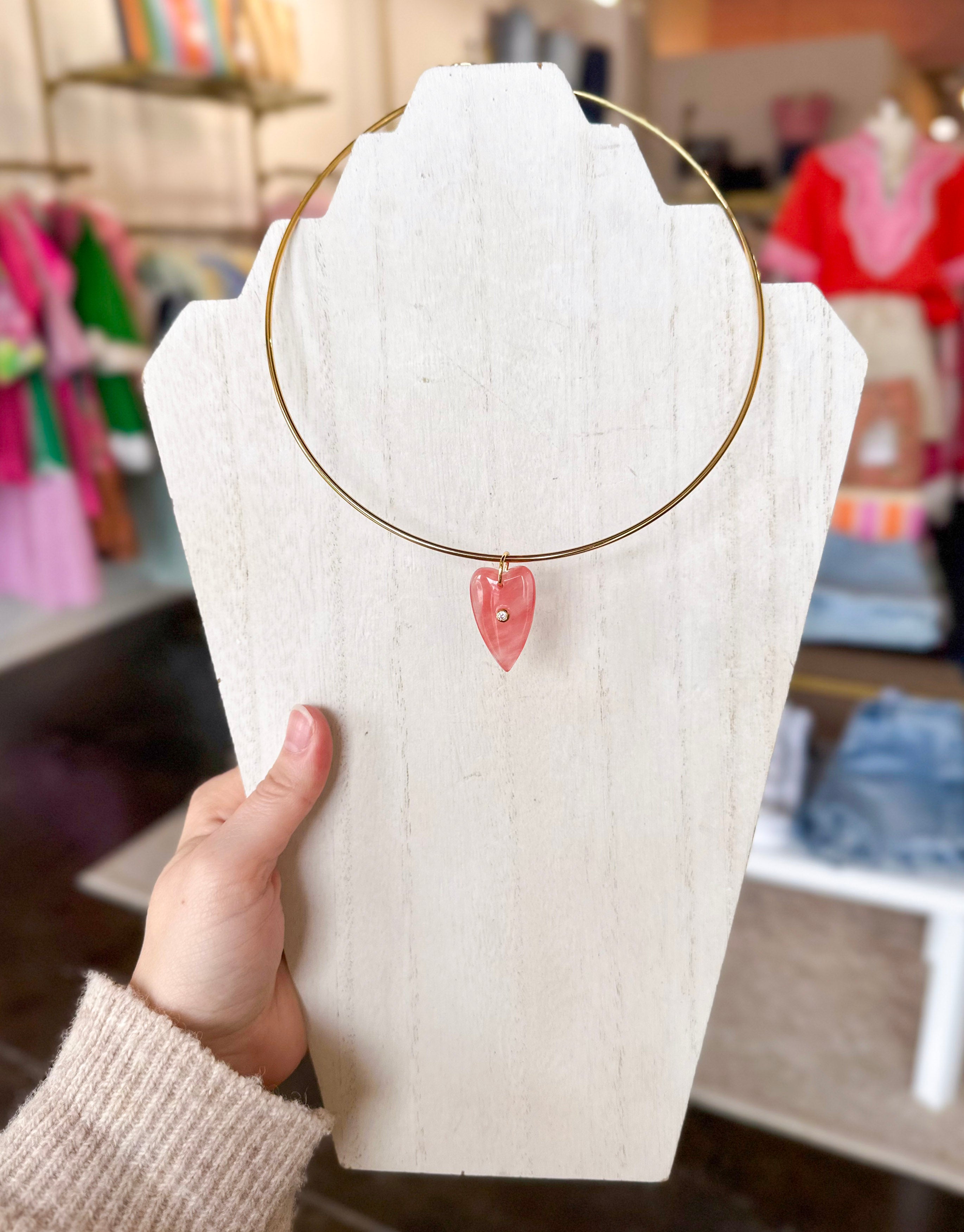 Heart Collar Necklace-130 ACCESSORIES-Hjane Jewels-July & June Women's Fashion Boutique Located in San Antonio, Texas