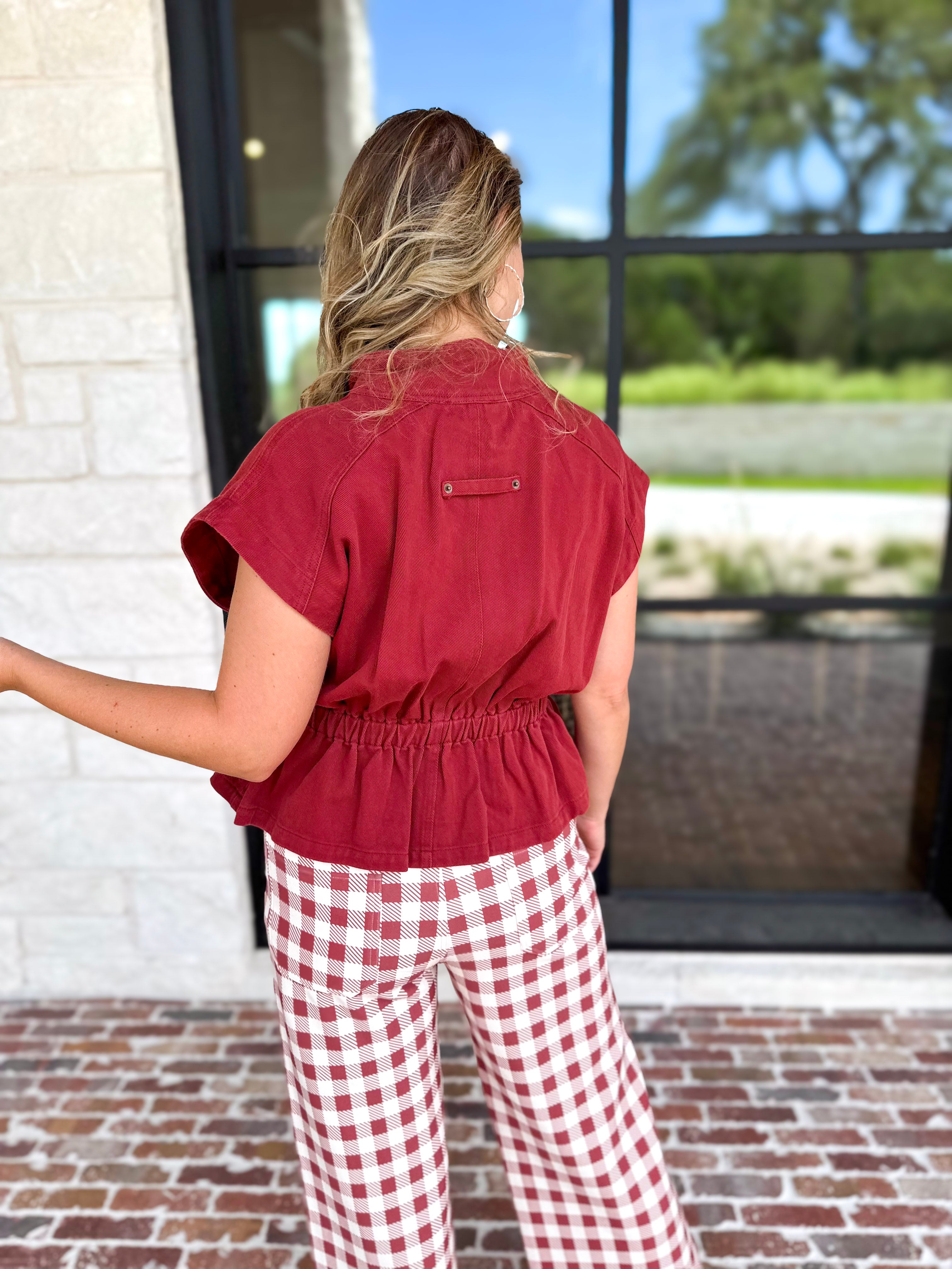 Worn Well Zip-Up Top - Brick-200 Fashion Blouses-ENTRO-July & June Women's Fashion Boutique Located in San Antonio, Texas