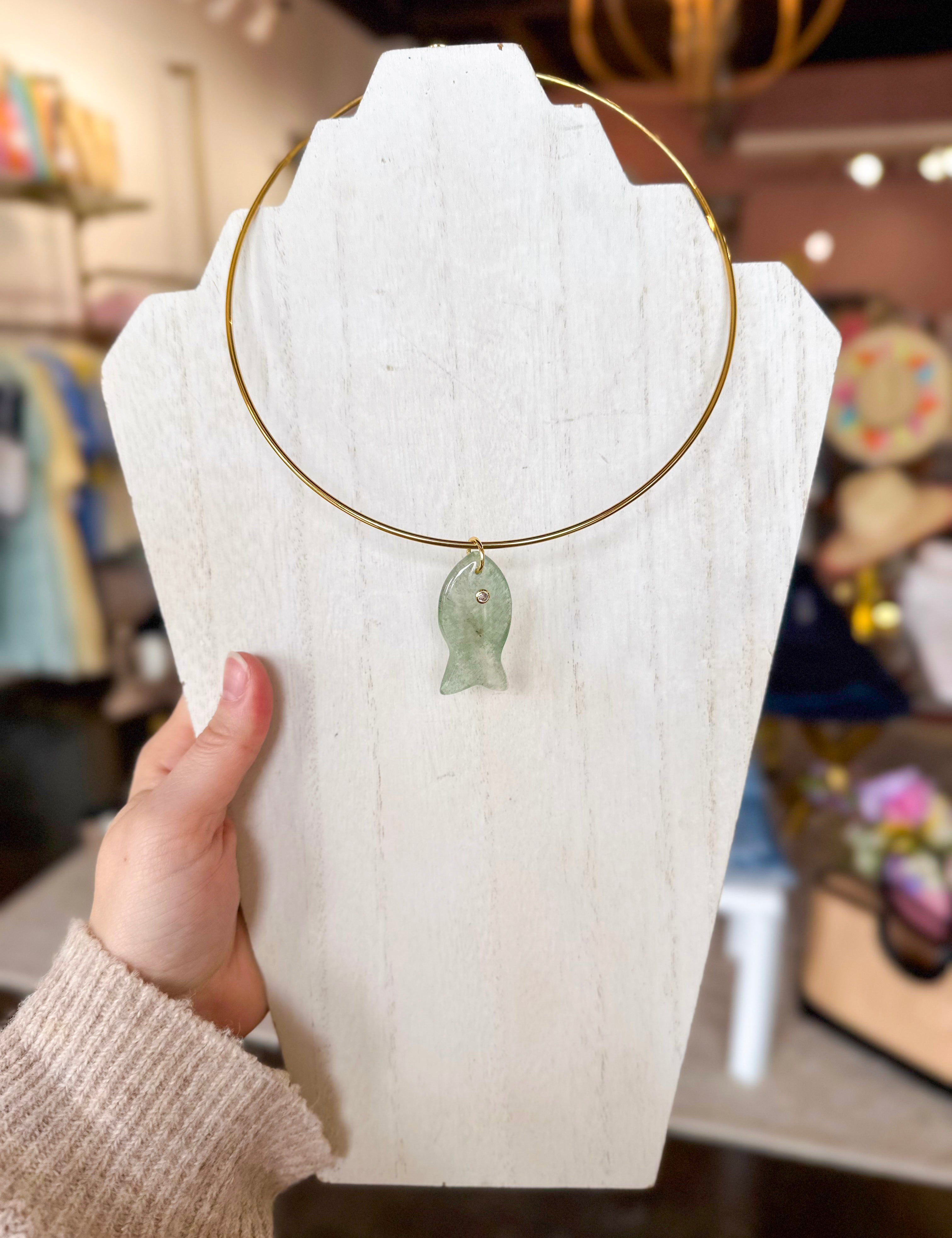 Fish Collar Necklace-110 Jewelry & Hair-Hjane Jewels-July & June Women's Fashion Boutique Located in San Antonio, Texas
