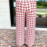 Gingham Comfy Pants - Rusty Red-400 Pants-ENTRO-July & June Women's Fashion Boutique Located in San Antonio, Texas