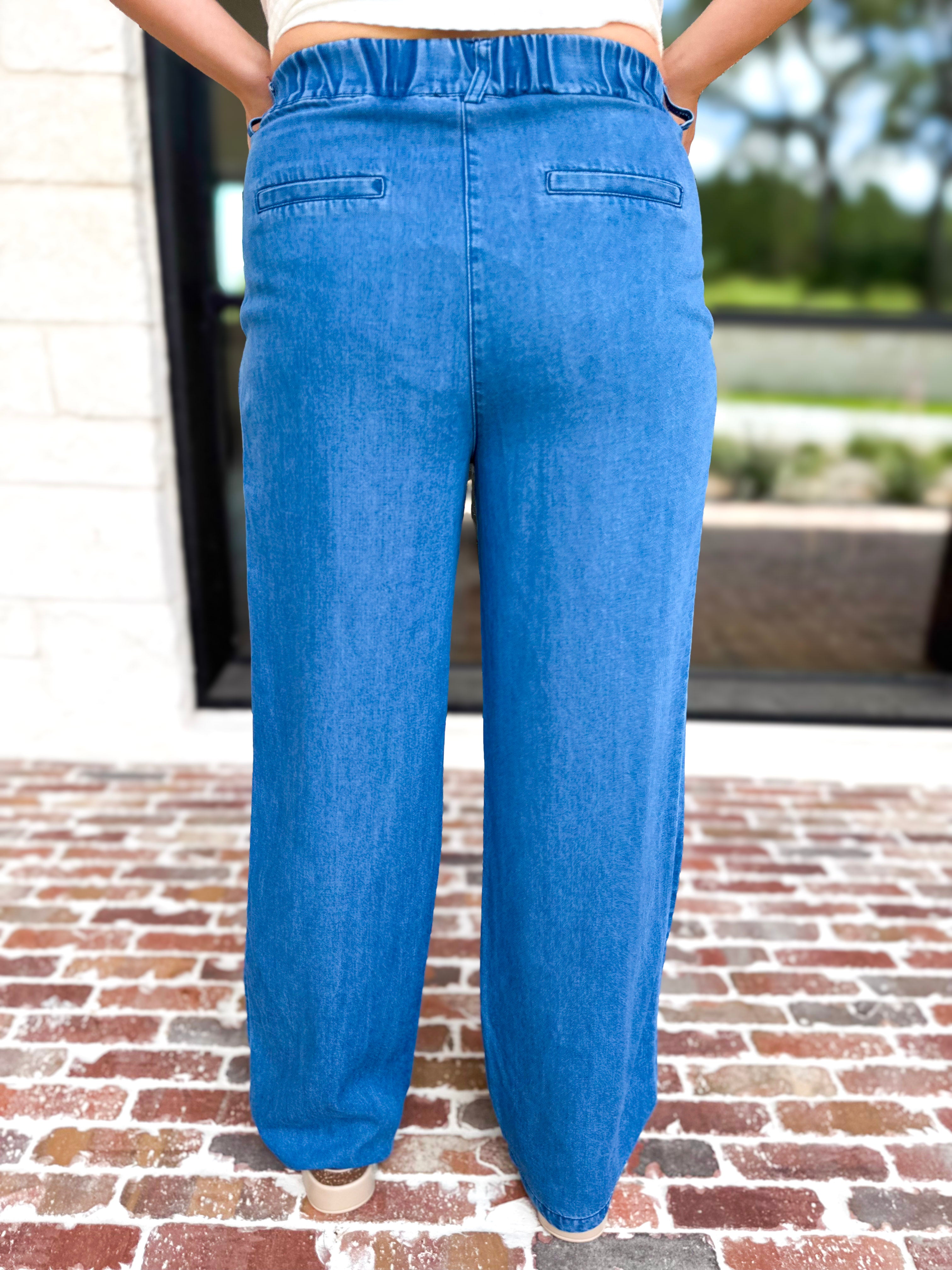 Current Air - Comfy Trouser Denim Pants-400 Pants-CURRENT AIR CLOTHING-July & June Women's Fashion Boutique Located in San Antonio, Texas