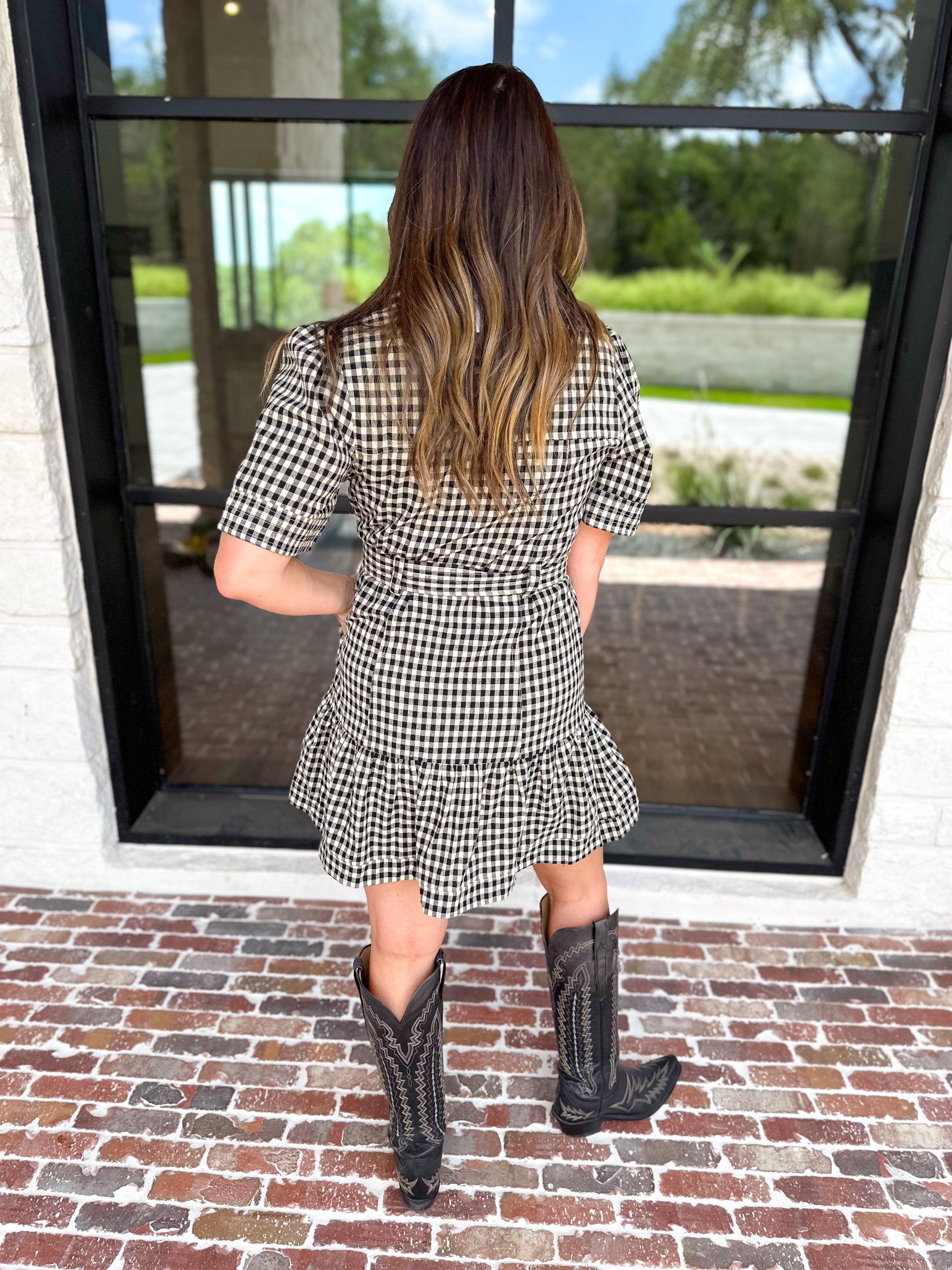 Black Gingham Mini Dress-510 Mini-OLIVACEOUS-July & June Women's Fashion Boutique Located in San Antonio, Texas