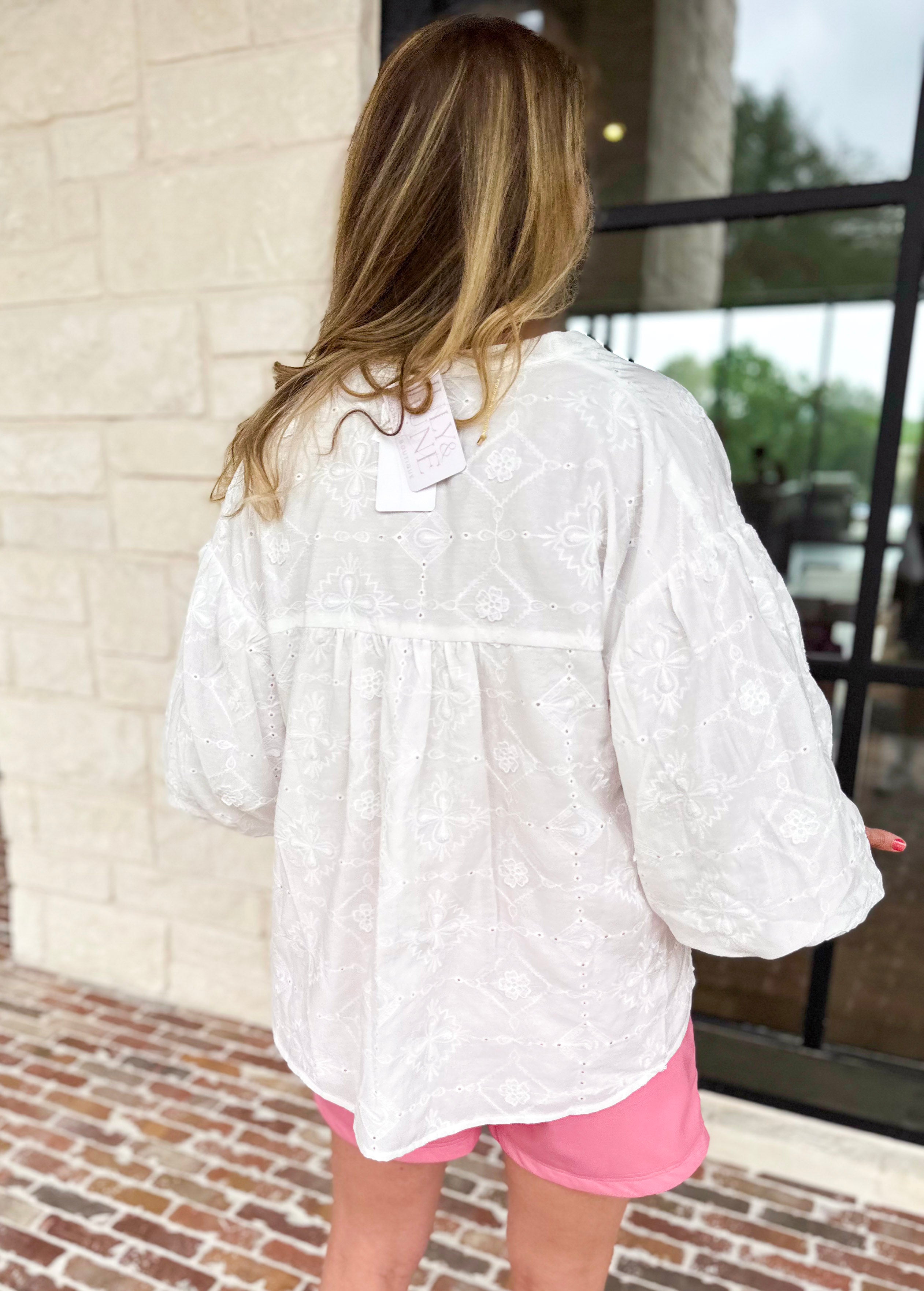 Sweet Lace Button Down Blouse-200 Fashion Blouses-FATE-July & June Women's Fashion Boutique Located in San Antonio, Texas