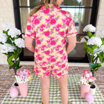 Mary Square - Charlotte Daisy Chain Pink PJs Short Set-300 Athleisure/Lounge-MARY SQUARE-July & June Women's Fashion Boutique Located in San Antonio, Texas