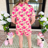 Mary Square - Charlotte Daisy Chain Pink PJs Short Set-300 Athleisure/Lounge-MARY SQUARE-July & June Women's Fashion Boutique Located in San Antonio, Texas