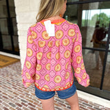 The Retro Pink Blouse-200 Fashion Blouses-FATE-July & June Women's Fashion Boutique Located in San Antonio, Texas