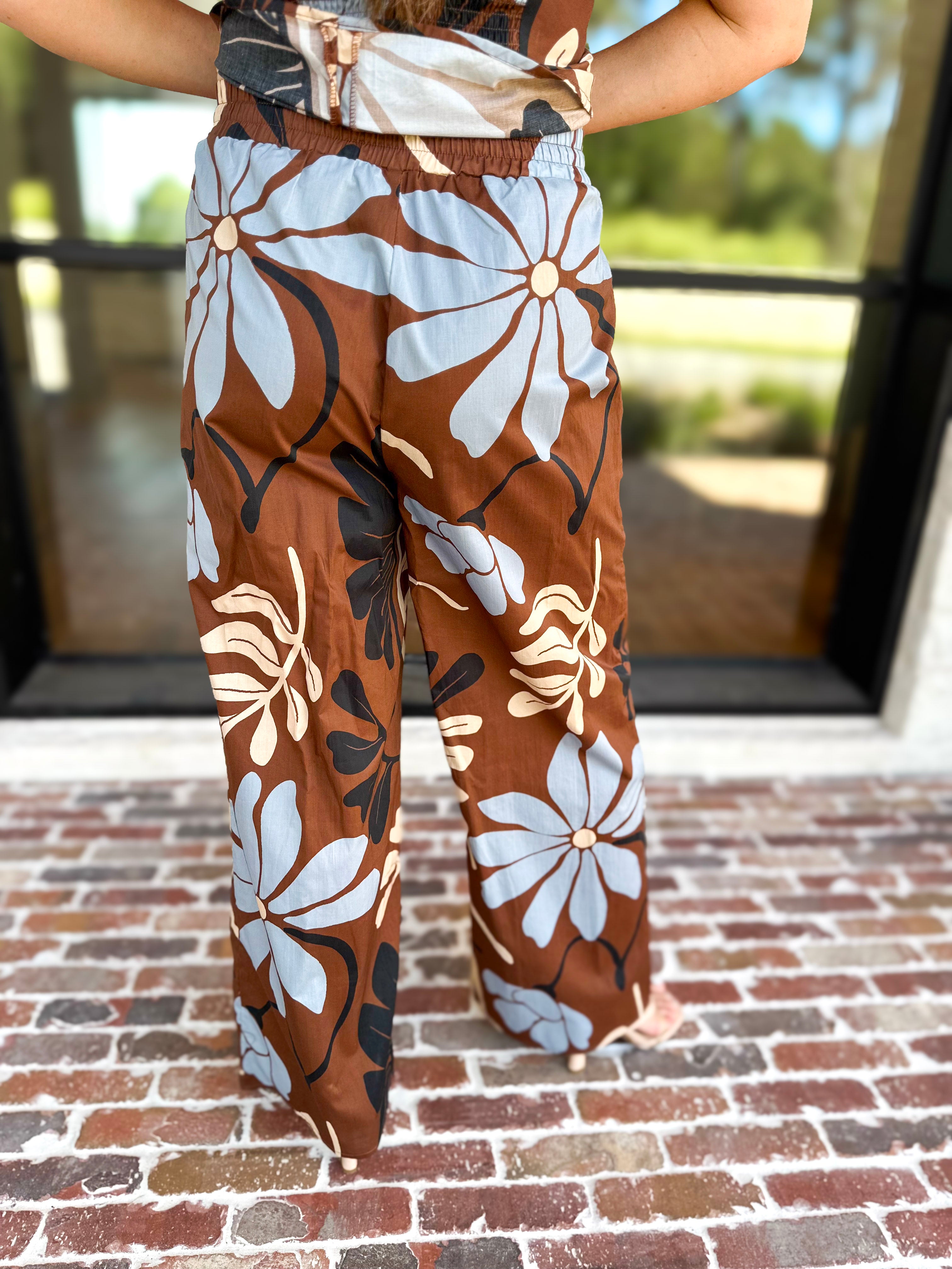 Sunset Floral Set - Brown-500 Midi-ENTRO-July & June Women's Fashion Boutique Located in San Antonio, Texas