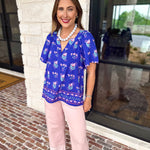Mary Square - Blue Petal Keepsake Blouse-MARY SQUARE-July & June Women's Fashion Boutique Located in San Antonio, Texas