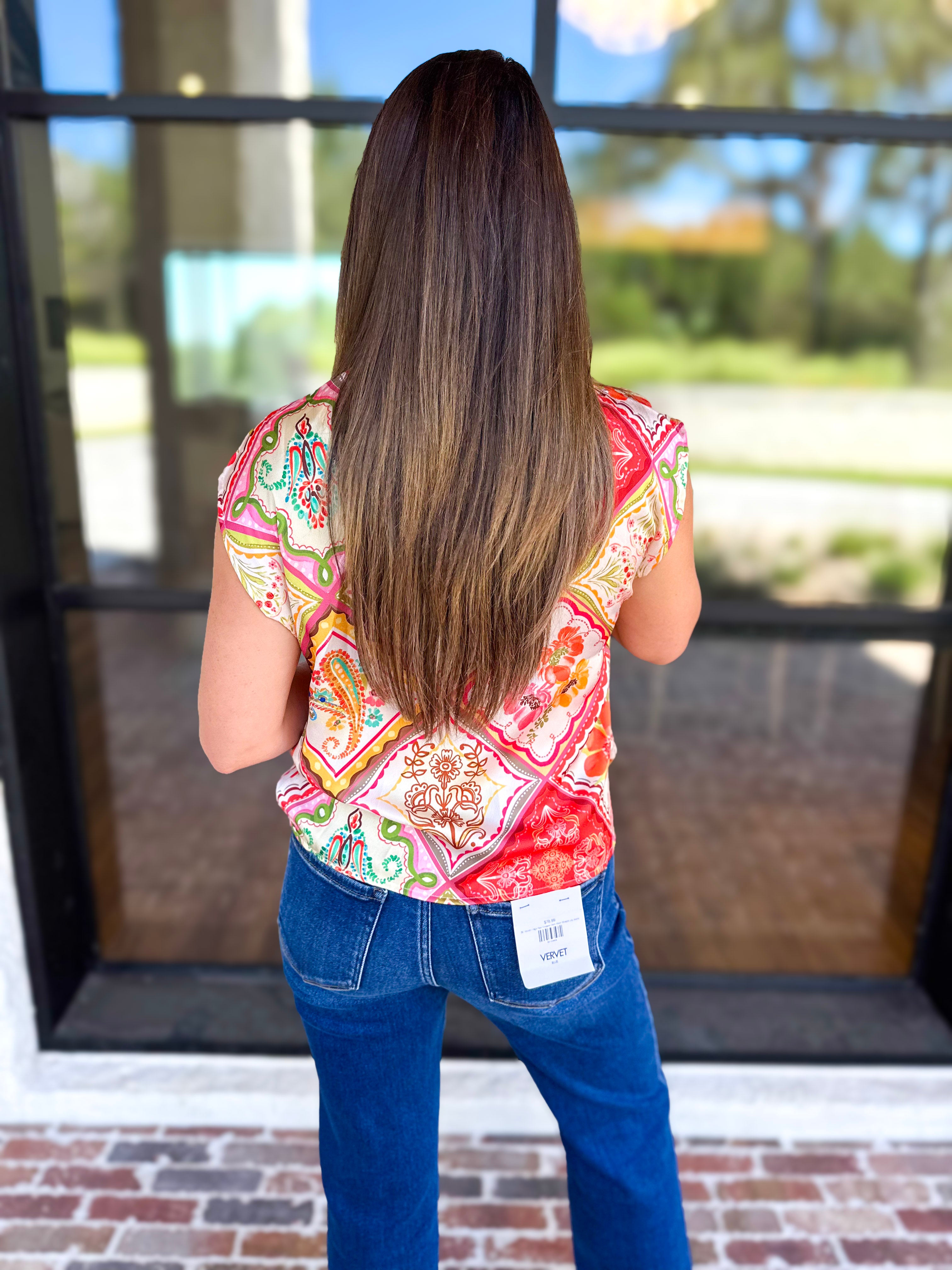 THML - Main Character Satin Blouse-200 Fashion Blouses-THML-July & June Women's Fashion Boutique Located in San Antonio, Texas